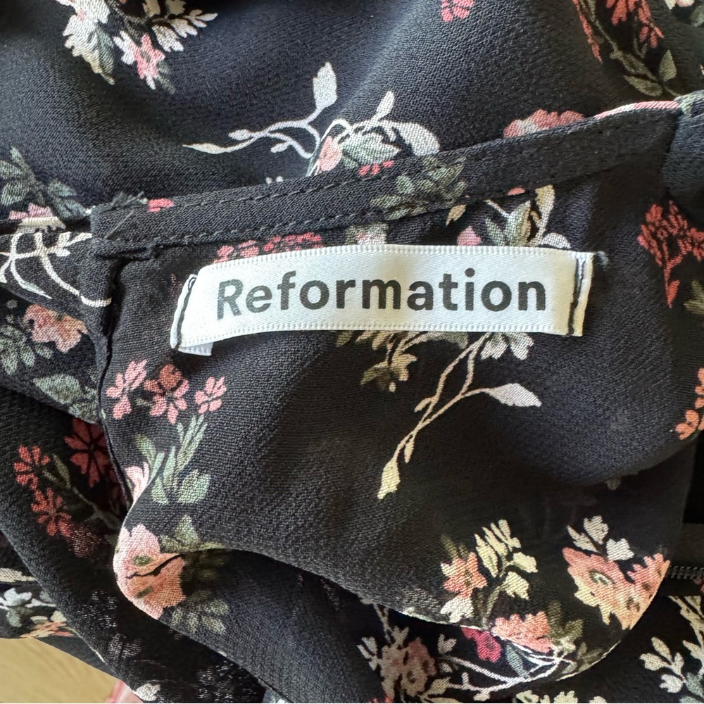 Reformation Bard Mini Dress in Jolene Black Floral Print size 6 - Picture 10 of 11